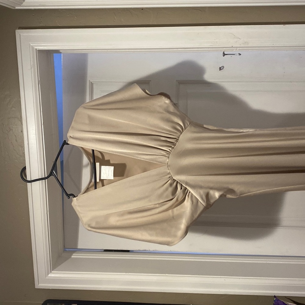 Leila satin charmeuse maxi dress,  color Champagne